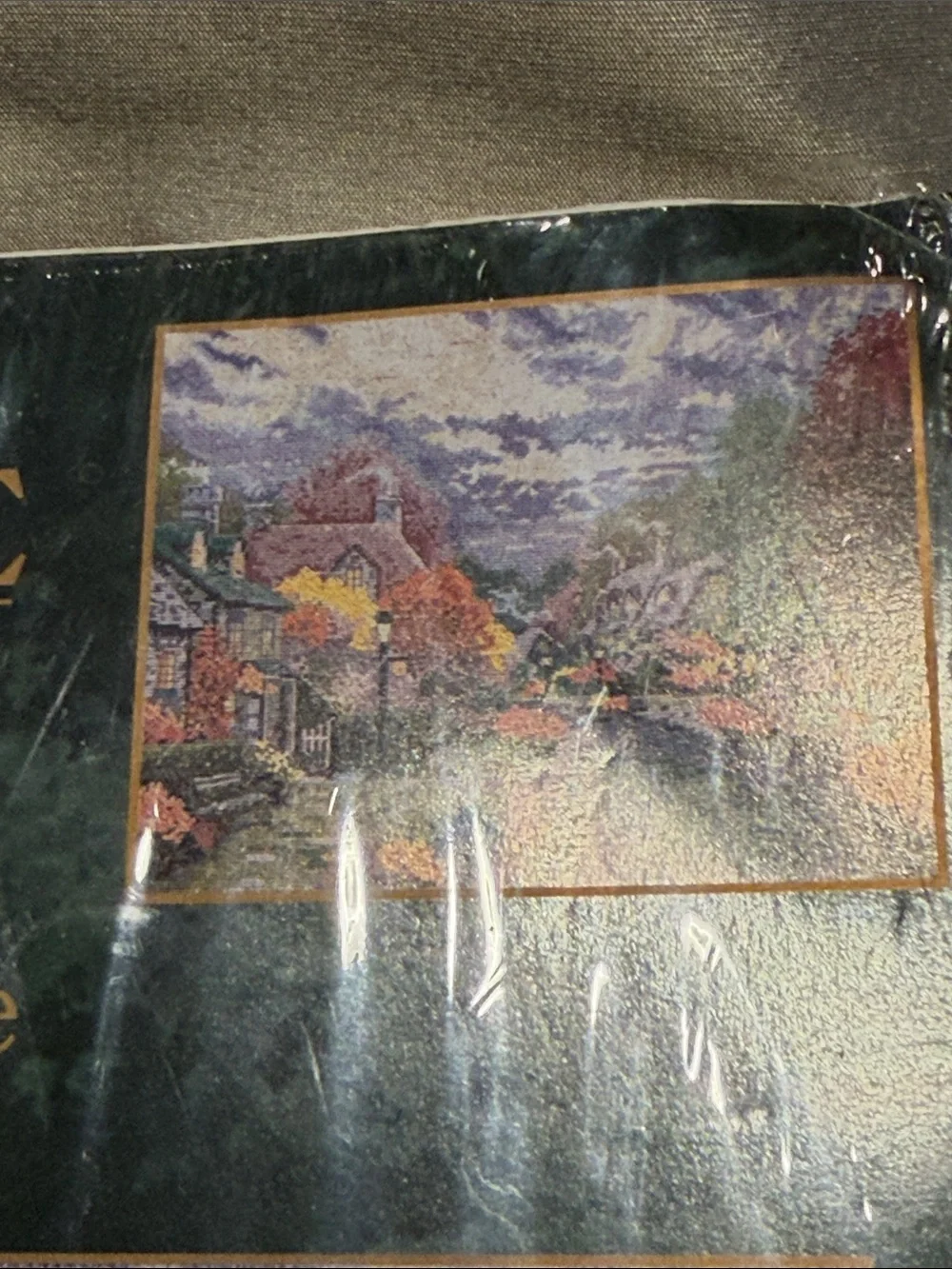Thomas Kinkade Lamplight Brooke Needlepoint Art - Blue, Green, Red, Yellow